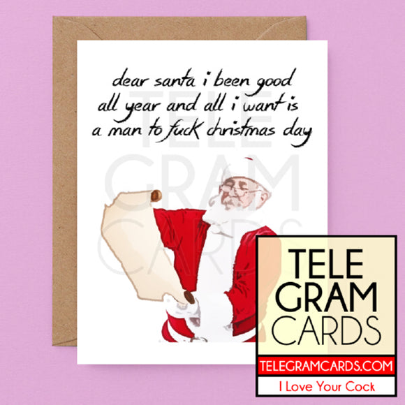 Art [ILYC-011CE-XMS] Stanta Dirty Wish List - Dear Santa I've Been Good All Year And All I Want A Man To Fuck Christmas Day - SocialShambles.com