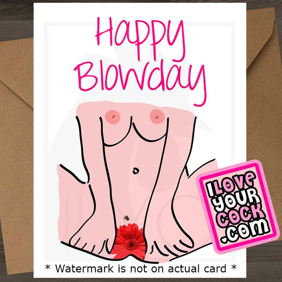ILYC - Art 003C - Flower Pussy [Hot Pink Text] - Happy Blowday - SocialShambles.com