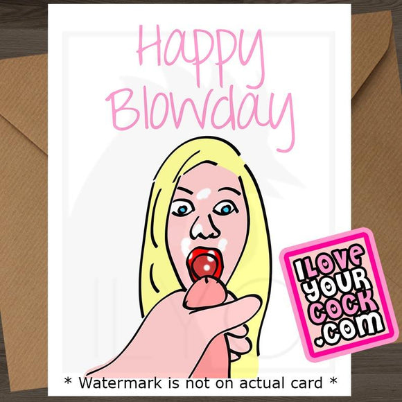 ILYC - Art 016C - Cartoon Facial (Blonde Hair) [Pink Text] - Happy Blowday - SocialShambles.com