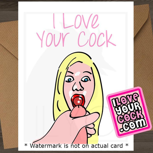 ILYC - Art 016C - Cartoon Facial (Blonde Hair) [Pink Text] - I Love Your Cock - SocialShambles.com